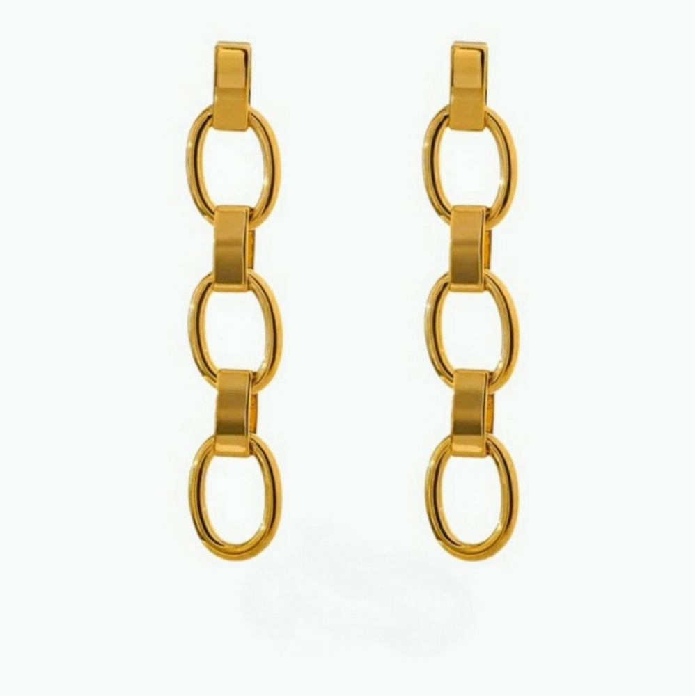 High quality plated copper chain link earrings; nwot